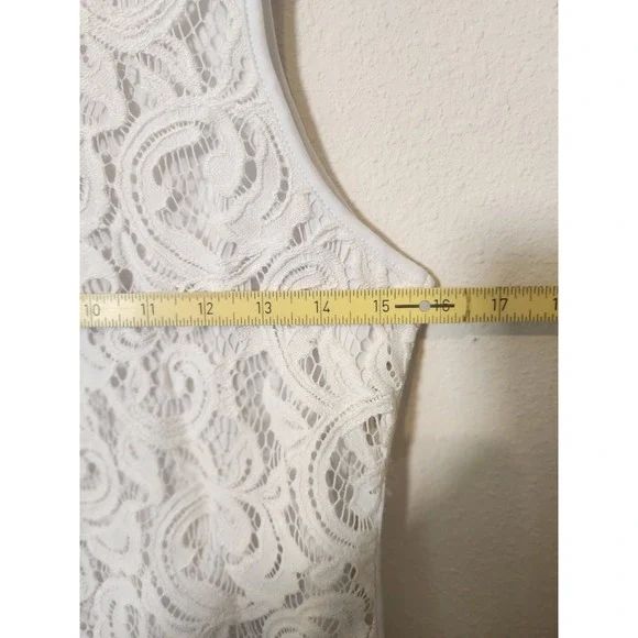 Adrianna Papell Women's Sm White Lace Overlay‎ Sleeveless Blouse Office Shell - Picture 5 of 7